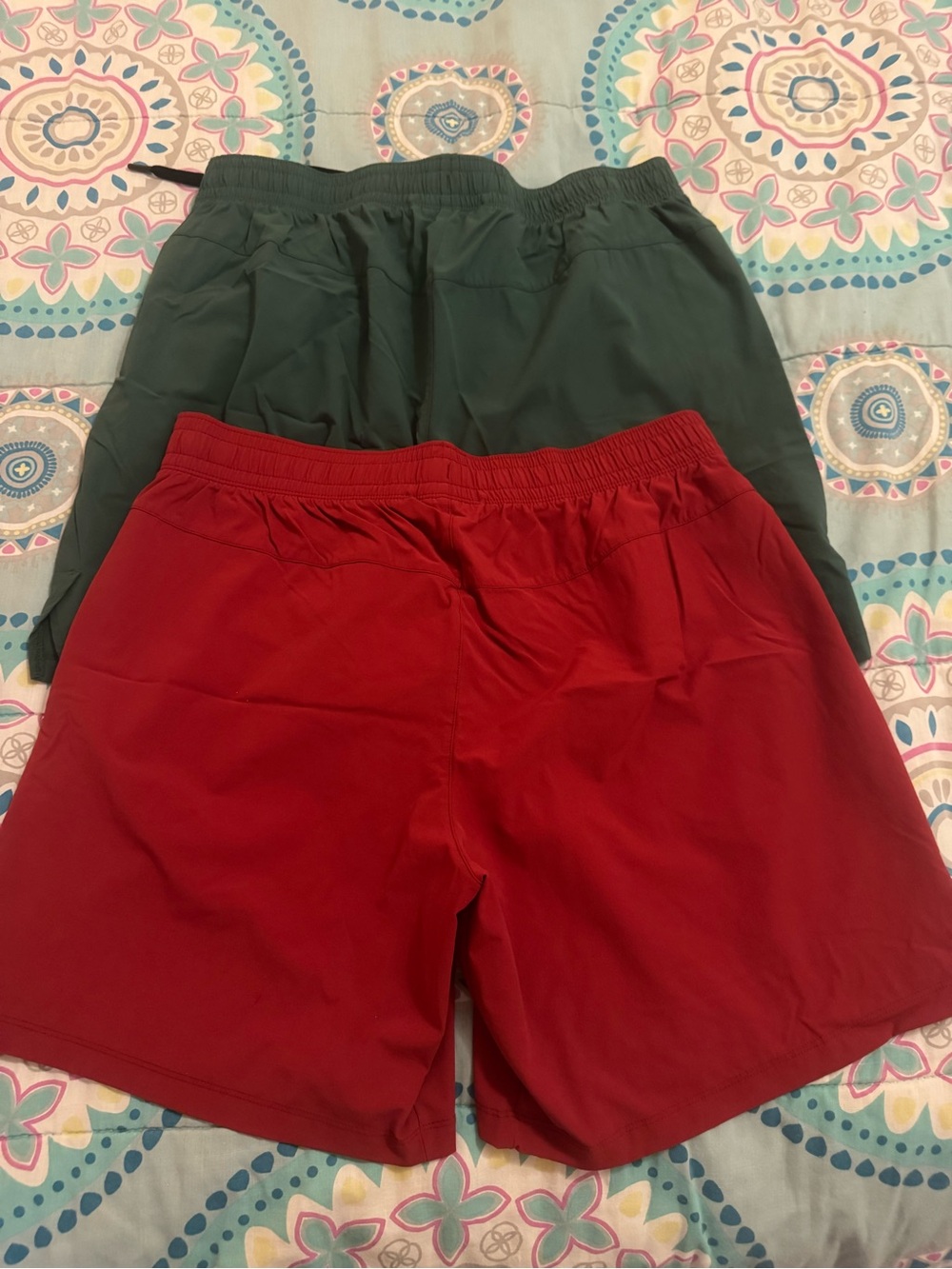 all in motion Red and Green Men's Athletic Shorts with Zip Pockets - Picture 2 of 7